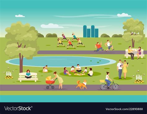 People In The Park Royalty Free Vector Image Vectorstock Sponsored
