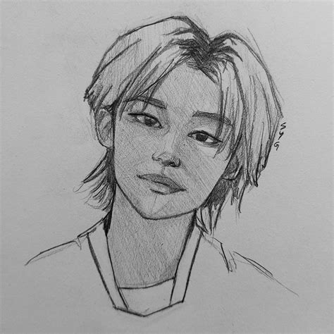 Hyunjinnie 🤍🤲 Портретные зарисовки Художественные зарисовки Эскиз
