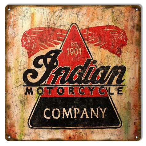 Indian Motorcycle Company Est 1901 Vintage Metal Sign 12x12 In 2020
