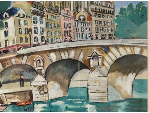Watercolor Gouache Lucien Genin Bridge Marie Ile Saint