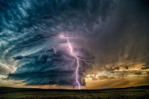 Supercell Thunderstorm With Tornado And Lightning Bolt In Etsy Canada