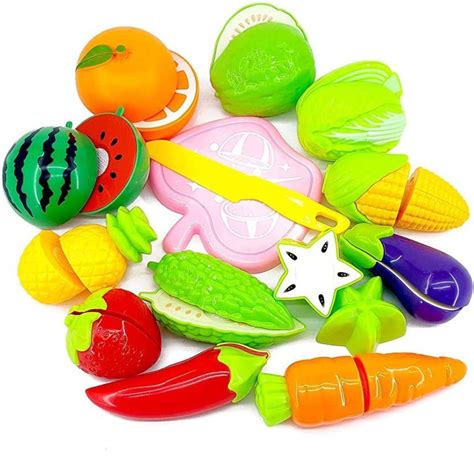 Sve Realistic Sliceable 8 Pcs Fruits And Vegetables Cutting Play Toy Set Can Be Cut In 2 Parts