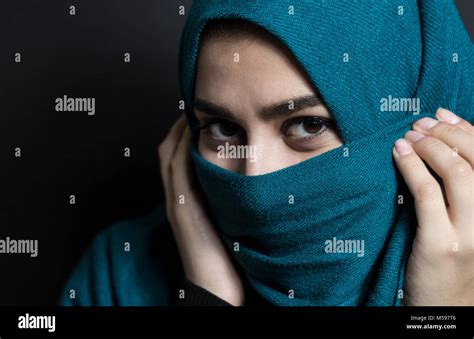 Muslim Beautiful Girl In Hijab Portrait Of An Arab Young Woman On A
