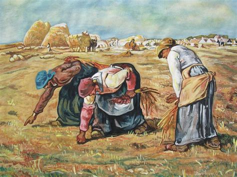 Interpretation of realist genre painting: Millet's 'The Gleaners'. | Copy - watercolour / gouache ...