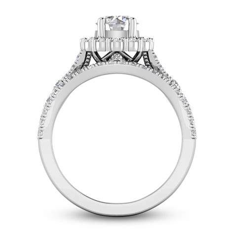 diamond halo bridal set 2 ct tw round 14k white gold jared