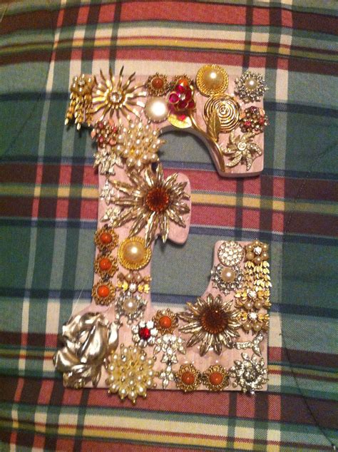 Wooden Letters With Old Vintage Jewelry Vintage Jewelry Crafts