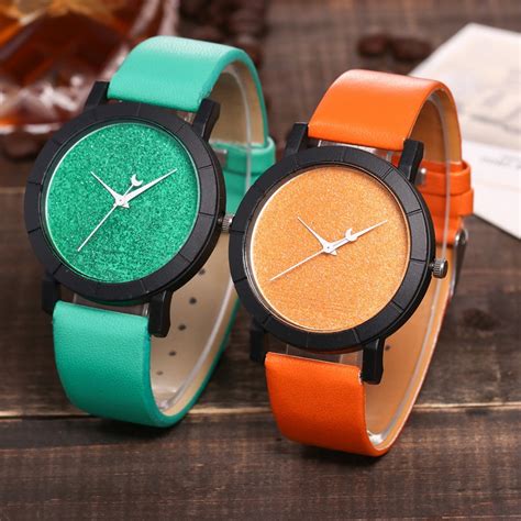 Womens Casual Quartz Leather Band New Frosted Flashing Dial Analog Wrist Watch Relogio Montre