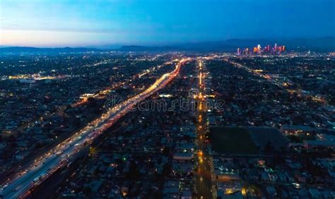 Aerial View Of A Massive Highway In Los Angeles Stock Image Image Of