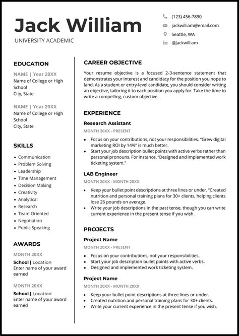 Free Resume Templates Word Designed For
