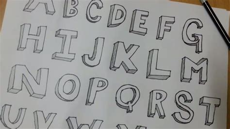 Now draw edges on them as though they were actually 3d. How to draw alphabet letters A - Z in 3D | Lettering ...