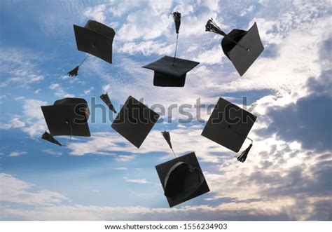 Throwing Mortar Boards Outdoors On Graduation Stock Photo Edit Now