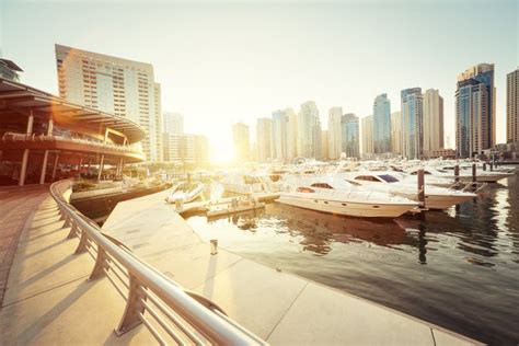 Dubai Marina At Sunset Stock Image Image Of Pier Arabia 67345509