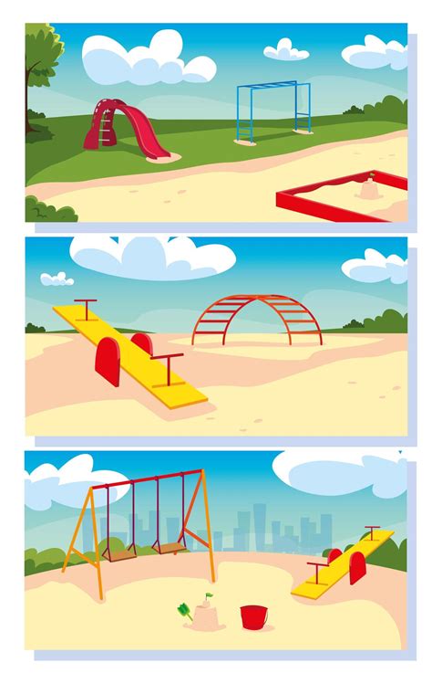 Set Of Kids Playgrounds Outdoor 4311281 Vector Art At Vecteezy
