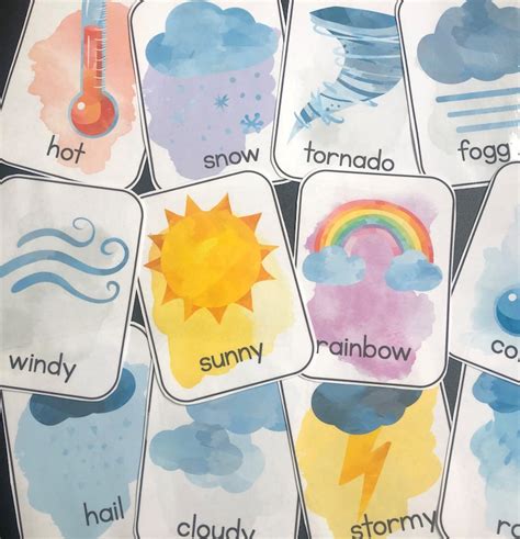 Weather Flash Cards Preschool Printable Preschool Learning Etsy