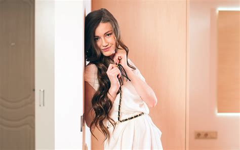 Blue Eyes Emily Bloom Pornstar Women Model Ukrainian Ukrainian Women White Dress Hands