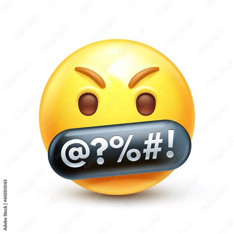 Angry Swearing Emoji Emoticon With Swear Words Censored By Grawlix Symbols D Stylized Vector