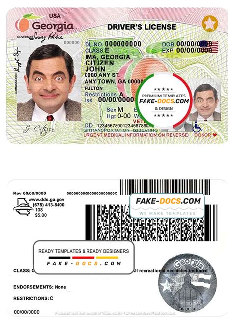 Georgia Driver License Psd Template V2 Fake Docs