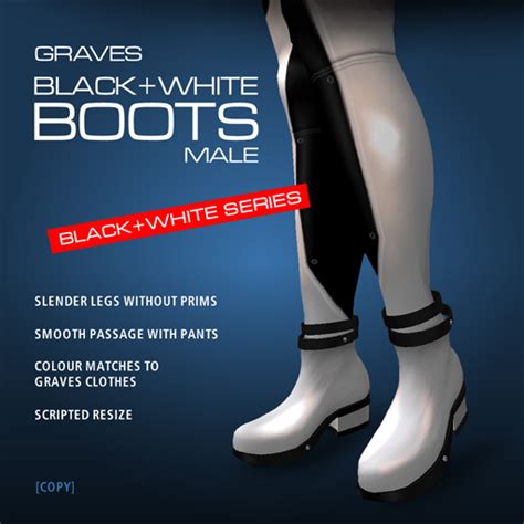 Second Life Marketplace Graves Black And White Male Boots