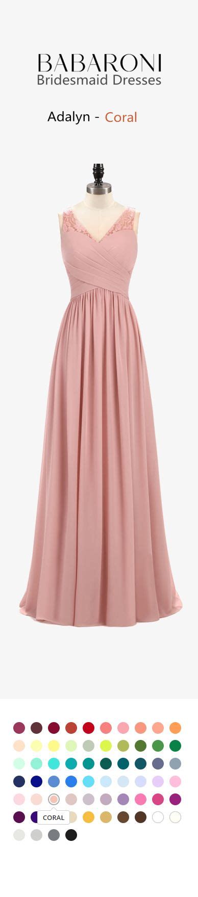 Adalyn Is A Romantic Floor Length Chiffon Dress In An A Line Cut It Features A V Neckline With