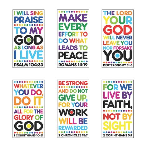 Colorful Bible Verse Poster Sets Educational 6 Pieces