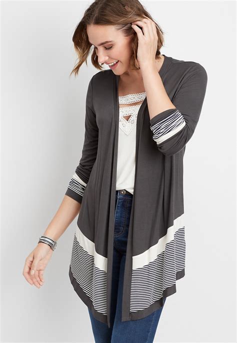 Long Sleeve Striped Colorblock Cardigan Maurices