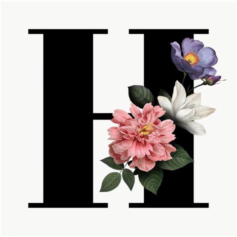 Classic And Elegant Floral Alphabet Font Letter H Transparent Png