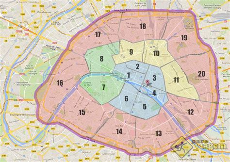 Mapa Com Os Bairros De Paris França Para Viagem