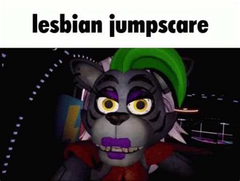 An Animated Cat With A Green Hat On Its Head And The Caption Lesbian Jumps Scare