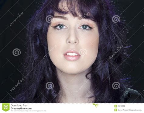Beautiful Young Woman With Purple Hair Stock Photos