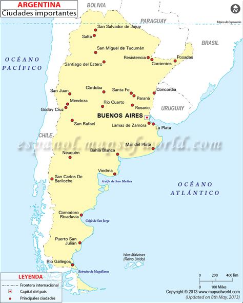 Argentina, oficialmente llamada república argentina, es un país ubicado principalmente en la mitad sur de américa del sur. Mapa de Ciudades de Argentina , Principales Ciudades de ...