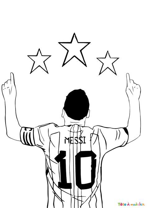 Coloriage De Messi Le Footballeur à Imprimer Avec Tête à Modeler