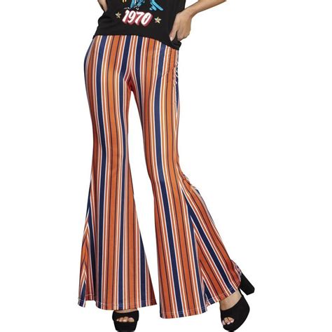 Blue And Orange Striped Bell Bottom Pants For Adults Party City