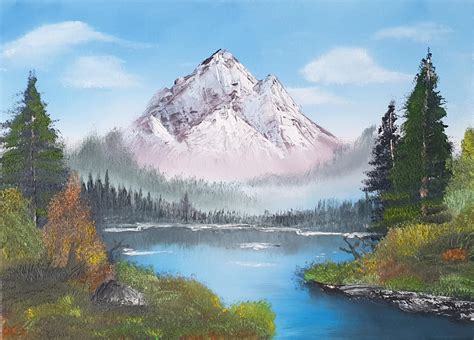 First Painting Thanks To Bob Ross Grandeur Of Summer Happytrees