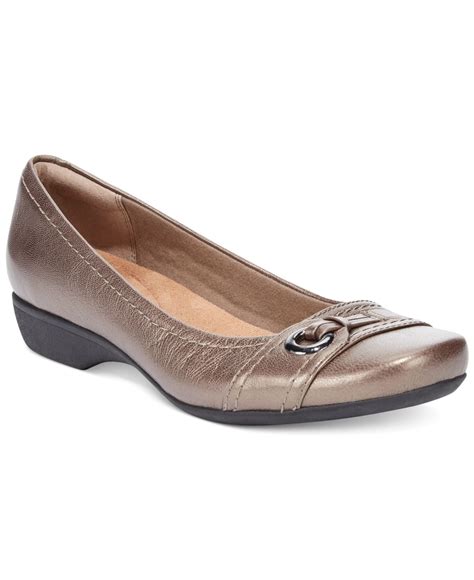 Clarks Collections Womens Propose Spire Flats In Pewter Leather Gray