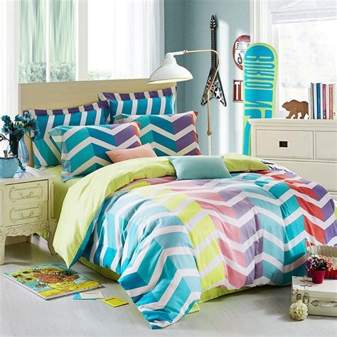 Aqua Yellow Red Purple And Pink Chevron Stripe Print