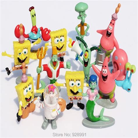 13pcs set spongebob plastic toy sponge bob cheap miniature action figures bob esponja anime