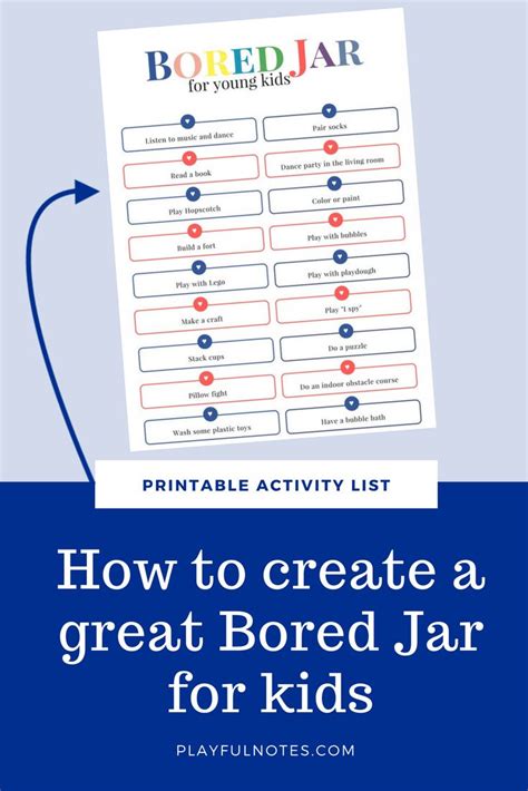 How To Create A Bored Jar For Young Kids Printable Activity List