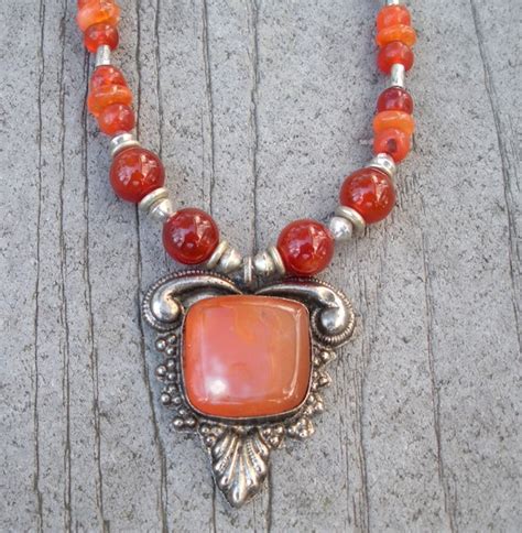 Items Similar To Vintage Carnelian Necklace On Etsy