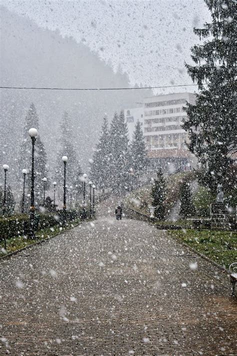 First Day Of Winter In My Town Slanic Moldova Stock Image Image Of