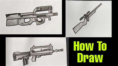 How To Draw P90 Famas And Kar 98k Gun Of Free Fire Shn Best Art