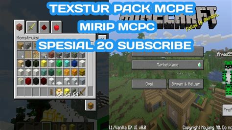 Texstur Pack Mcpe Mirip Mcpc Spesial 20 Subscribe Versi 114 Youtube