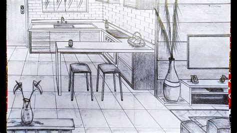 Aprenda A Desenhar Cozinha C Sala Planejada C 01 Ponto De Fuga Exercício P VocÊ Treinar