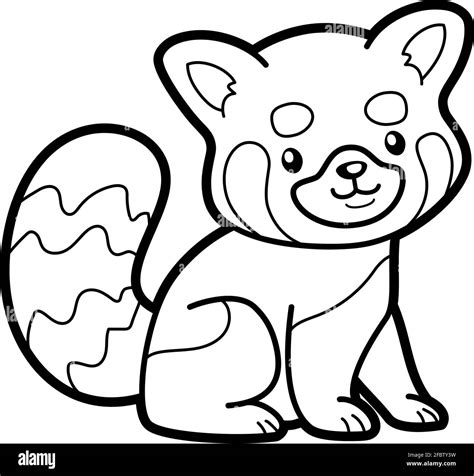 Coloring Book Or Page For Kids Red Panda Black And White Vector