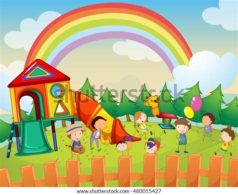 Children Playing Playground Illustration Stock Vector Royalty Free