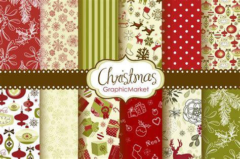 Christmas Scrapbook Retro Paper Pack ~ Graphic Patterns ~ Creative Market