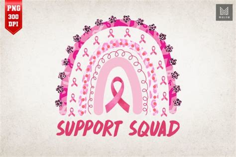 Support Squad Breast Cancer Pink Rainbow Graphic By Mulew Creative