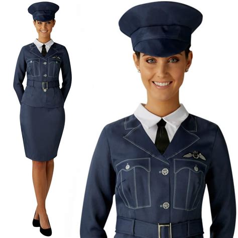 Wraf Girl Ladies Fancy Dress Raf Pilot Uniform Ww2 1940s Womens Adults
