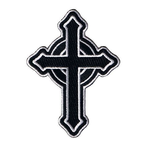 Catholic Cross Black And White Iron On Patch Christian Faith Symbol Craft