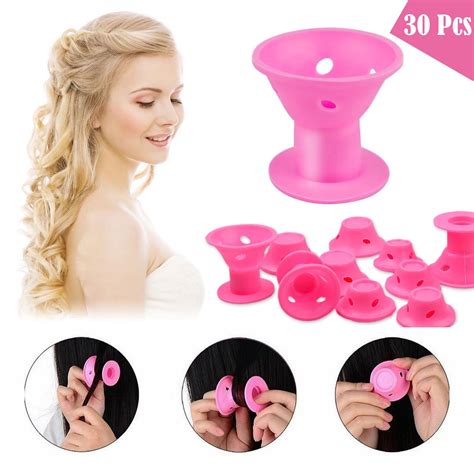 30 Pack Magic Silicone Hair Curlers Rollers No Clip Hair Style Rollers Soft Magic Diy Curling