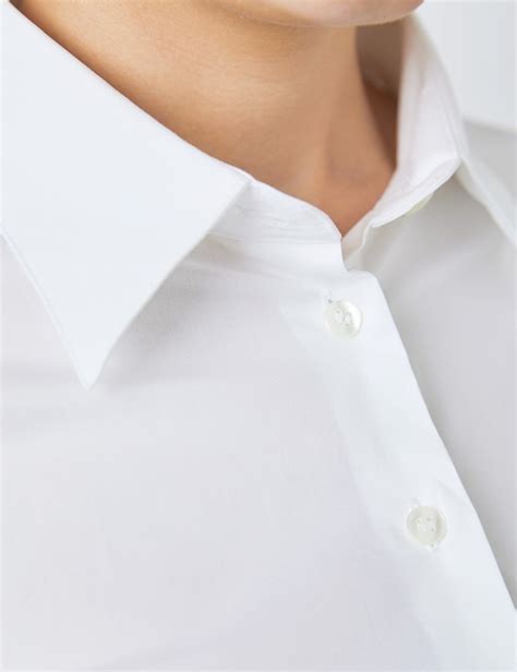 Women S White Fitted Cotton Stretch Shirt French Cuffs Hawes Curtis